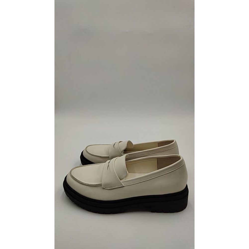 Quince Womens Italian Leather Lug Sole Loafer Bone Shoes 9 - Picture 3 of 3